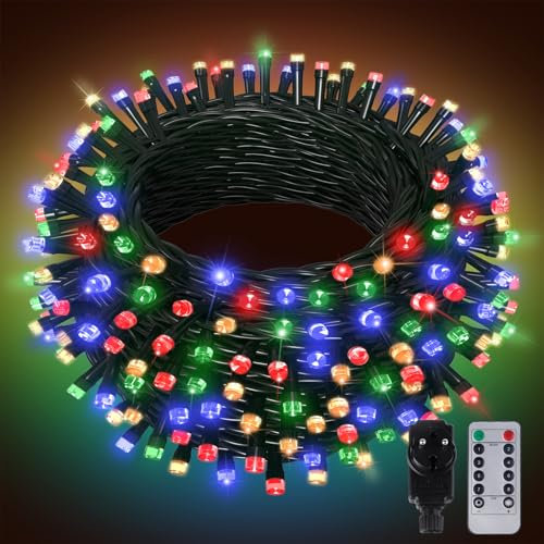 Hzitcigm 100M 1000LED Luci Natale Colorato, Natalizie Stringa Luci Led Esterno Interno 8 Modalità Catena Luminosa Impermeabile Albero di Natale Catena di Luci Decorative per Natalizie Festa Matrimonio