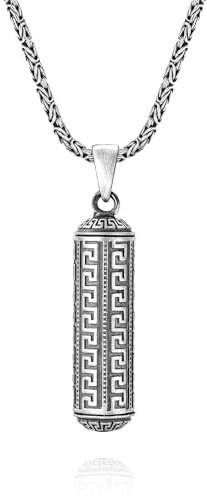 TAKILINGO 925 Sterling Silver Prayer Box Pendant, Silver Locket Pendant, Perfume Oil Bottle 2 MM Byzantine King Chain Necklace Silver Box Necklace 925k Sterling Silver (50)