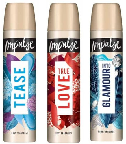Impulse Variety Bundle Set Körperduft Spray 75 ml (3er Pack – Tease, Glamour, Love)