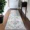 TOPICK Läufer Flur Superdünne Vintage Blumen Faltbar Waschbar Kurzflor Orientalischer Floral Küchenteppich Lang Teppichläufer 60x210cm Hellblau Schlafzimmer Wohnzimmer Esszimmer Büro