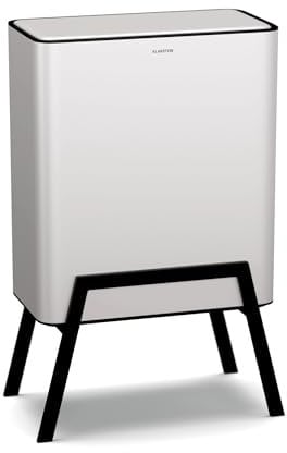 KLARSTEIN Yuma Cubos de Basura - 30L con Filtro de Olores, Cubo Interior Extraíble, Pulsador, Diseño Elegante, Contenedor de Cocina, Blanco
