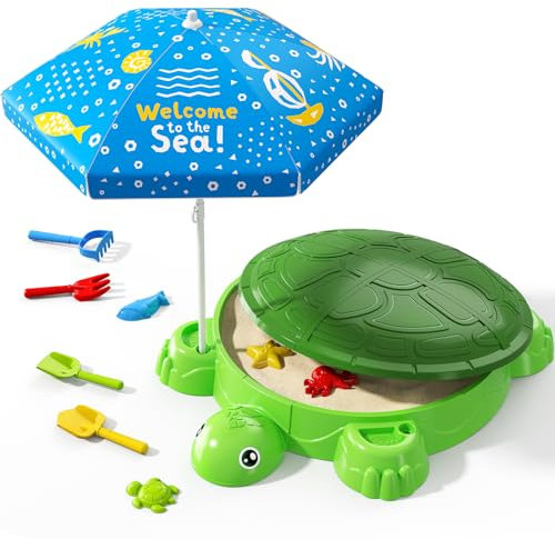 Wee Wonders Bac à sable tortue avec parapluie