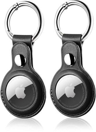 LETREEN AirTag Étuis de Protection en Cuir, Lot de 2 AirTag Porte Clé, Étui Anti-Rayures Portable pour AirTags, Housse de Protection AirTags Key Finder pour Clés, Enfants, Animaux de Compagnie
