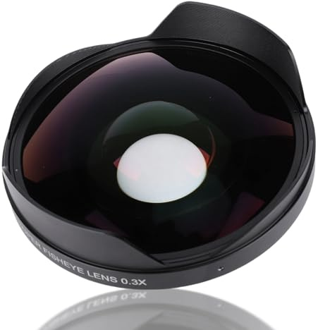 Fischaugenobjektiv, Weitwinkel, High-Definition-Fischaugenobjektiv mit Haube, 72 mm Gewindehalterung, lange Schärfentiefe, kompatibel mit Camcorder, mehrschichtiges optisches Glas