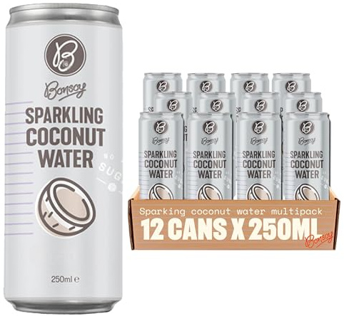 Bonsoy Sparkling Coconut Water, No Added Sugar, Natural, 12 x 250 ml Cans | Lightly Fizzy, No Added Sugar, Naturally Sweet, Nothing Artificial, Perfect for Anytime Refreshment & Hydration, Plant based