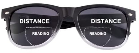 SKYWAY Bifokale Lesesonnenbrille für Damen Herren, Modische Klassische Lesebrille mit Federscharnier, UV400 Schutz Schwarzer Farbverlauf +2.5