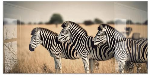 timalo Küchenbild aus Acrylglas modernes Wandbild Glasbild Deko Küche XXL Acryl-Bild wie Glas | 120x60cm Afrika Zebras Savanne