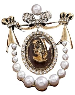 Broche vintage en alliage avec couronne de diamant et perle élégante pour femme - Accessoire de vêtements pour femme - Pour un usage quotidien, taille unique, Acier inoxydable