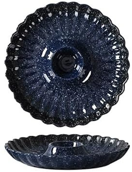 YOPI Plato de salmuera con forma de flor estilo japonés retro. Vajilla doméstica de alto valor for albóndigas y más.(BrightBlue)