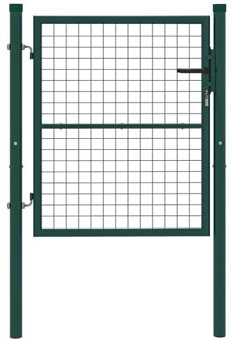 Outsunny Puerta de Jardín 100x79 cm Puerta para Valla de Barra de Acero con Asa Cerradura y 3 Llaves para Exterior Patio Verde