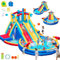 GYMMALL Toboggan Gonflable d'eau avec souffleur 550 W, Parc Aquatique Gonflable 8 en 1 pour Enfants, intérieur/extérieur, avec Grande Piscine, Doubles toboggans et Doubles Murs d'escalade