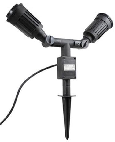 VoltShine Lampenfassung mit Erdspieß – Lampenfassung mit 2 E27-Sockeln, entworfen für PAR38-Glühbirnen, ideal für den Außenbereich und Garten