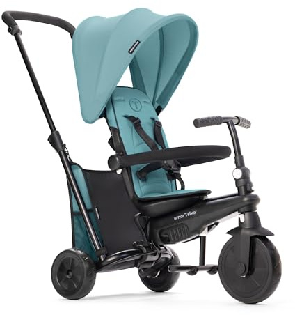 smarTrike STR3 Klappbares Kleinkinder-Dreirad mit Kinderwagen-Zertifizierung für 1,2,3 Jahre - 6 in 1 Mehrstufiges Dreirad, Turquoise