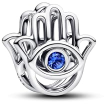 PANDORA Moments 794062C01 Hand of Fatima Charm Sterling Silver with Artificial Crystal Compatible Moments