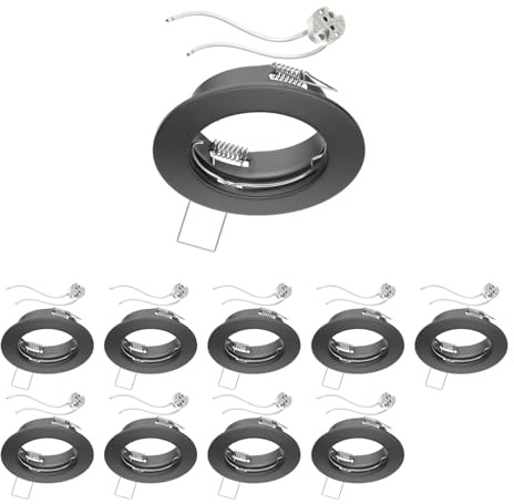 ledscom.de 10x Decken-Einbaurahmen FERE Einbaurahmen anthrazit matt (LED/Halogen/MR16/50mm) inkl. GU5.3 Fassung