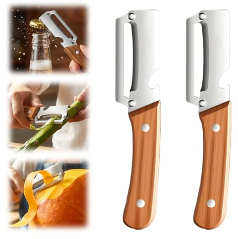 Sparschäler, 2026 New 2-in-1 Multifunktions Gemüseschäler für Küche mit Flaschenöffner, Müheloses Schälen von Gemüse Kartoffel Karott Äpfel und Öffnen von Weinflaschen (2PCS)