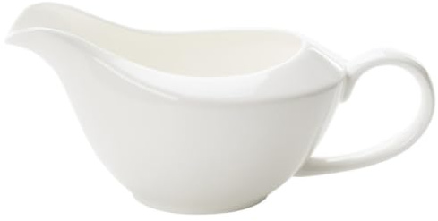 IDEANATEGRATE Gravy Sauce Jug Suitable for Serving and Condiments with Ergonomic Handle Ceramic White Porcelain Sauce Pitcher for Home and Kitchen Use