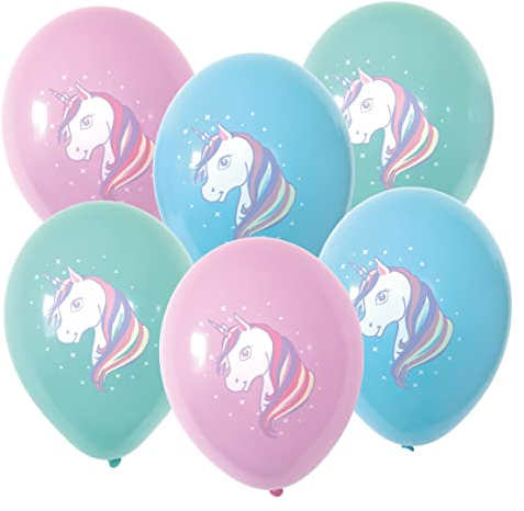 Karaloon 30024-C Luftballons Einhorn, hellblau, pink und türkis