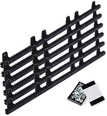 Pack 6 metros cremallera nylon estándar para motor corredera, compatible con cualquier motor del mercado, interior en acero reforzado, con tornillos y arandelas.