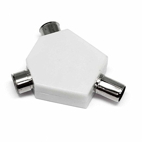 121AV 2 Way TV Aerial Coax Coaxial Splitter - Y Adaptor Ariel Dual Converter Cable (Pack of 1)