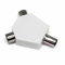 121AV 2 Way TV Aerial Coax Coaxial Splitter - Y Adaptor Ariel Dual Converter Cable (Pack of 1)