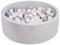 MEOWBABY Piscina di Palline per Bambini - Tondo 90x30cm Piscine con 200 Palline Colorate, Cotone, Grigio Chiaro: Grigio/Bianco