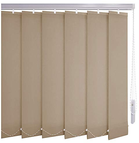 Sonnenschutz-HH® - Lamellenvorhang beige - Breite 465 cm x 185 cm Höhe - Office Verdunkelungslamellen für Bildschirmarbeitsplätze Lamellenbreite 127mm Vertikaljalousie Vertikalanlage