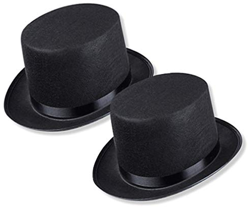 Schramm® 2 Stück Zylinder Hut mit Satinband Schwarz für Erwachsene Chapeau Zylinderhut