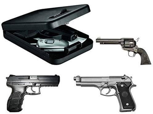 Combo Lock Quick Access Gun Safe- Portable Safe Box Security Case Lock for Car, Home, 9.4 * 6.5 * 1.8in