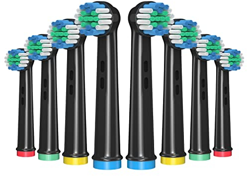 AnjoCare Ersatzbürstenköpfe für Oral B, 8 Pack elektrische Zahnbürste Ersatzköpfe, Wiederaufladbare Zahnbürstenköpfe Kompatibel mit Oral B Pro1000/3000/5000/7000, Vitality(Schwarz)