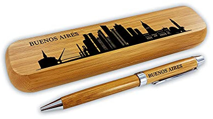 die stadtmeister Kugelschreiber-Set Bambus Skyline Buenos Aires