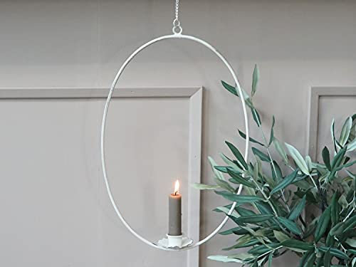 Chic Antique Kerzenkranz Kranz zum Aufhängen Shabby Chic Kranz für Spitzkerzen Metall H 30cm oder 36cm (H 36x32cm 71512-01)