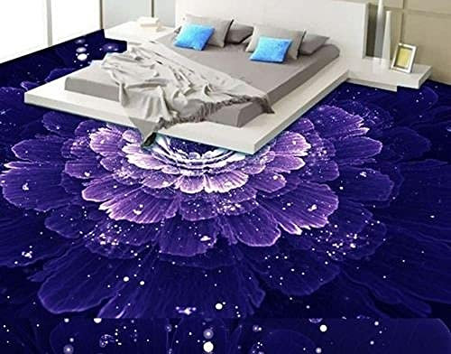 Papel pintado de la foto de la pintura del suelo del cuarto de baño de la flor púrpura de la flor de encargo 3D para las paredes 3d-150 * 105cm