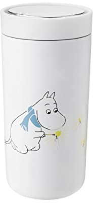 Stelton To-Go Click - Thermobecher, doppelwandige Isolierflasche - Rostfreier, auslaufsicherer Kaffeebecher/Teebecher mit Smart-Click-Deckel - Heiße & kalte Getränke - 0,4 Liter, Frost, Moomin