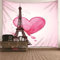 Aotiwe Tapisserie Türvorhang, Wandbehang Kinderzimmer Eiffelturm Liebe aus Polyester Rosa 350X256Cm für Wohnung