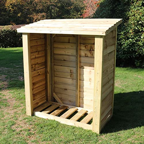 Churnet Valley Heavy Duty Logstore 5ft High x 4ft Wide, Wooden garden timber firewood log store. Outdoor Fire wood, kindling and log shelter. Pressure Treated Timber
