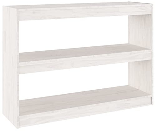 vidaXL Massivholz Kiefer Bücherregal Raumteiler Standregal Aktenregal Raumtrenner Regal Wandregal Büroregal Mehrzweckregal Weiß 100x30x71,5cm