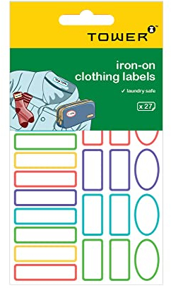 TOWER Personalised Iron-on Clothing Labels, 27 Labels