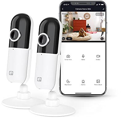 Garza Smart- Pack 2 Cámara IP Design WiFi de vigilancia Interior Inteligente, Alta resolución 720p HD, Sensor de Movimiento, visión Nocturna, Audio bidireccional, WiFi 2.4 GHz, Control Remoto por App
