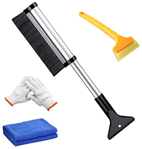 Hzyclzh Car Ice Scraper Set, 2-in-1 Schneebürste, Eiskratzer Auto mit Besen, Auto Ausziehbare Schneebesen,Eisbesen Eisschaber, Eiskratzer Schneebesen, für Auto Windschutzscheibe und Fenster