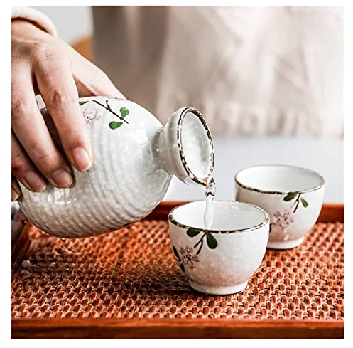 Juego de Vino Juego de Sake Jarra de cerámica Bote de Vino con Taza para Beber Juego de Barra (Color : A)
