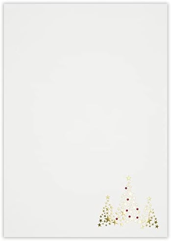 Briefpapier Goldbäumchen | 50 Blatt | 100 g/m² Naturpapier | mit aufwändiger Glanzprägung | DIN A4 | WB624 | Weihnachten | Motivpapier | Weihnachtsgrüße | weihnachtliches Briefpapier | gold | glänzend