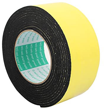 Rebower Simple face Mousse Ruban Auto Adhésif, [pour Accueil Luminaires, Emploi Quotidien] - 60mm x 3mm / 4m / Noir, Jaune / 1 Pcs