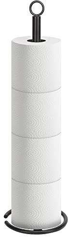 NearMoon Bath Toilet Paper Holder Stand, Free Standing Tissue Paper Storage with Reserve, Space Toilet 4 Rolls Holder for Bathroom/Kitchen Countertop-All Metal, Matte Black