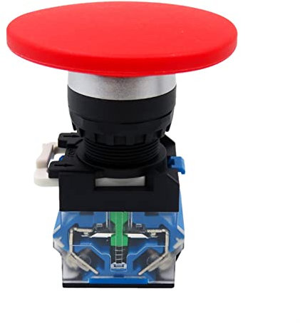 EZZON Momentary Big 60 mm Pilzkappe Druckknopf Schalter Selbstzurücksetzen Kein Verriegelung Rund 1NO1NC Taste Silberkontakt 22 mm LA38-11M/60 (Farbe: Rot, Größe: Selbstsichernder Typ)