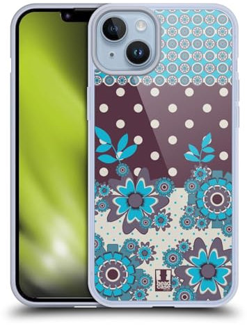 Head Case Designs Azul Violeta Puntos Florales Caso de Gel Suave Compatible con Apple iPhone 14 Plus
