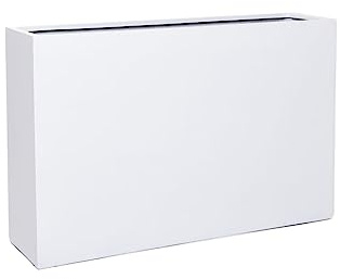 VIVANNO Pflanzkübel Elemento Weiß Matt - Raumteiler Sichtschutz 117x30x75 | Rechteckiger Blumenkübel aus Fiberglas für Garten & Büro, Trennelement für Gräser & Pflanzen, wetterfeste Trennwand