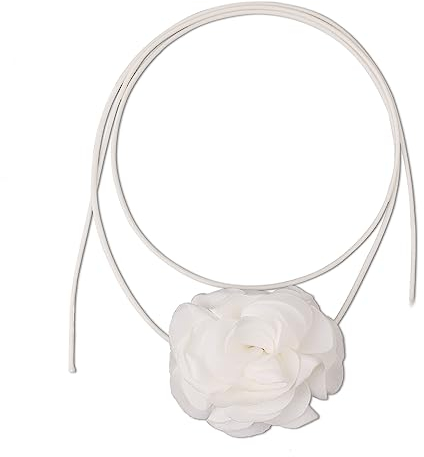 SAVITA Vintage Choker Halsband Blumen, Boho Blumen Halskette Verstellbare Stoff Rosen Halskette für Frauen Mädchen Braut Hochzeit Party Geburtstag (Weiss)