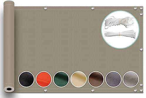 ZQXFZ Sichtschutzzaun 270x300cm Balkon deko Oxford-Stoff Anti-Peeping, Uv-Schutz Balkonschutz Ohne Bohren Sichtschutz Gartenzaun -Khaki.