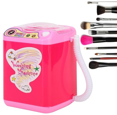 Mini Machine à Laver électrique de Brosse de Maquillage, Machine à Laver D'éponge de Maquillage Opération D'un Bouton Nettoyage Mains Libres pour des Brosses de Maquillage (Rose